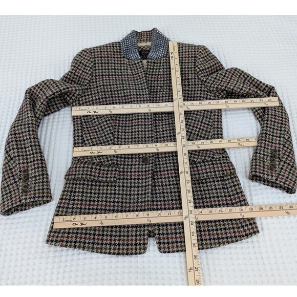 J.Crew Regent houndstooth jewel embellished collar blazer sz 8 - Picture 13 of 16